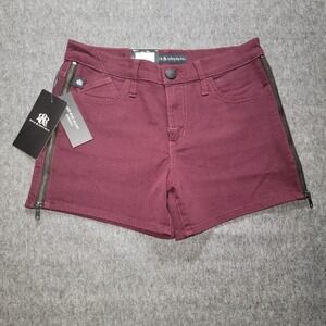 Rock & Republic Kimber Mid Rise Zipper Burgundy Shorts Womens Size‎